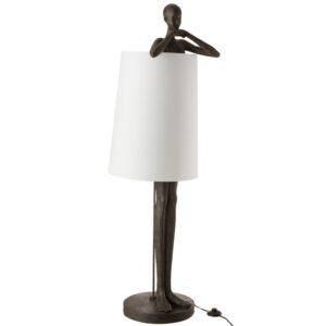 Bílá stojací lampa s hnědou podstavou J-line Man 140 cm