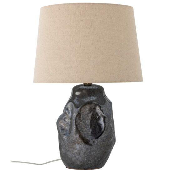 Černá terakotová stolní lampa Bloomingville Keira se lněným stínidlem