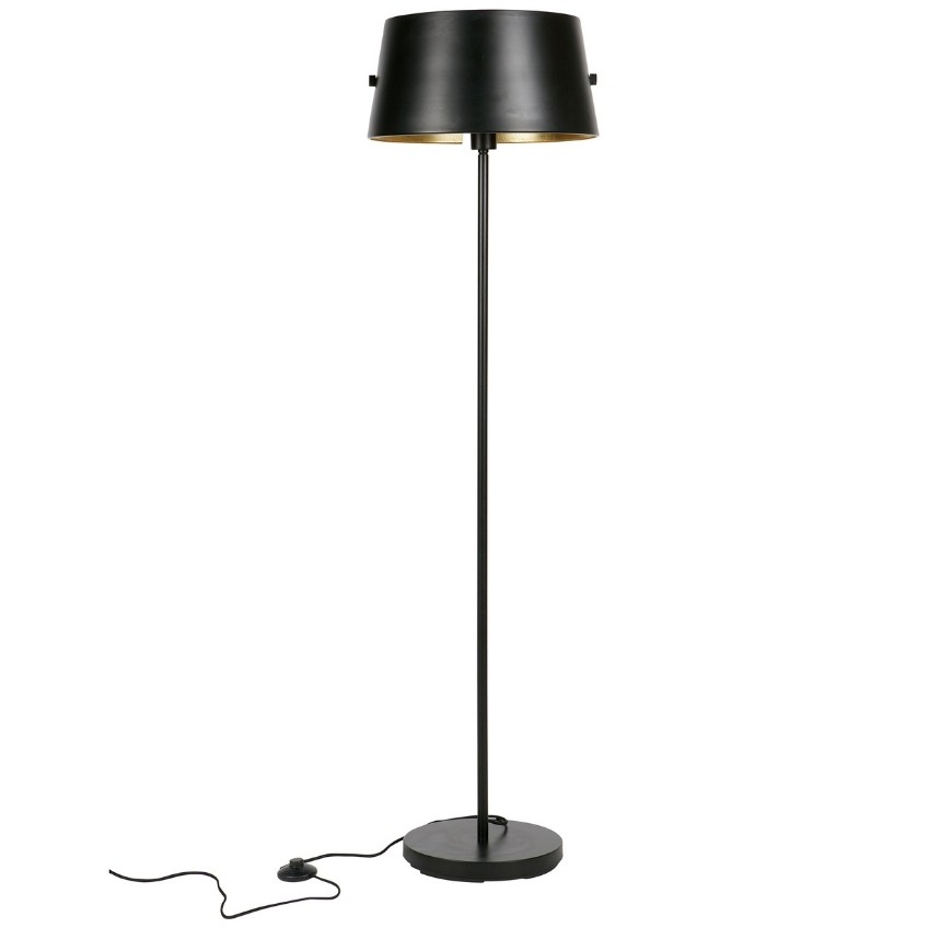 Hoorns Černá kovová stojací lampa Loma 145 cm