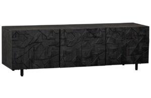 Hoorns Černý dřevěný TV stolek Country 160 x 45 cm