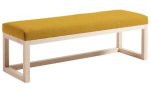 Hořčicově žlutá látková lavice Kave Home Loya 128 cm