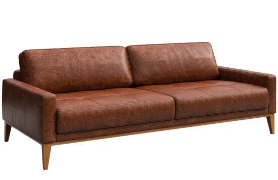 Koňaková třímístná kožená pohovka MESONICA Musso Tufted 211 cm