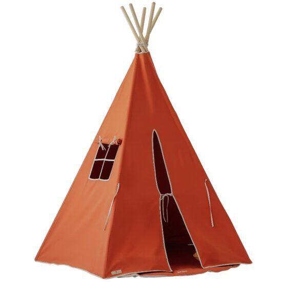 Moi Mili Tmavě oranžový bavlněný teepee stan s podložkou Navajo 170 x 130 cm