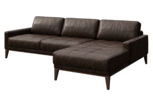 Tmavě hnědá vintage kožená rohová pohovka MESONICA Musso Tufted